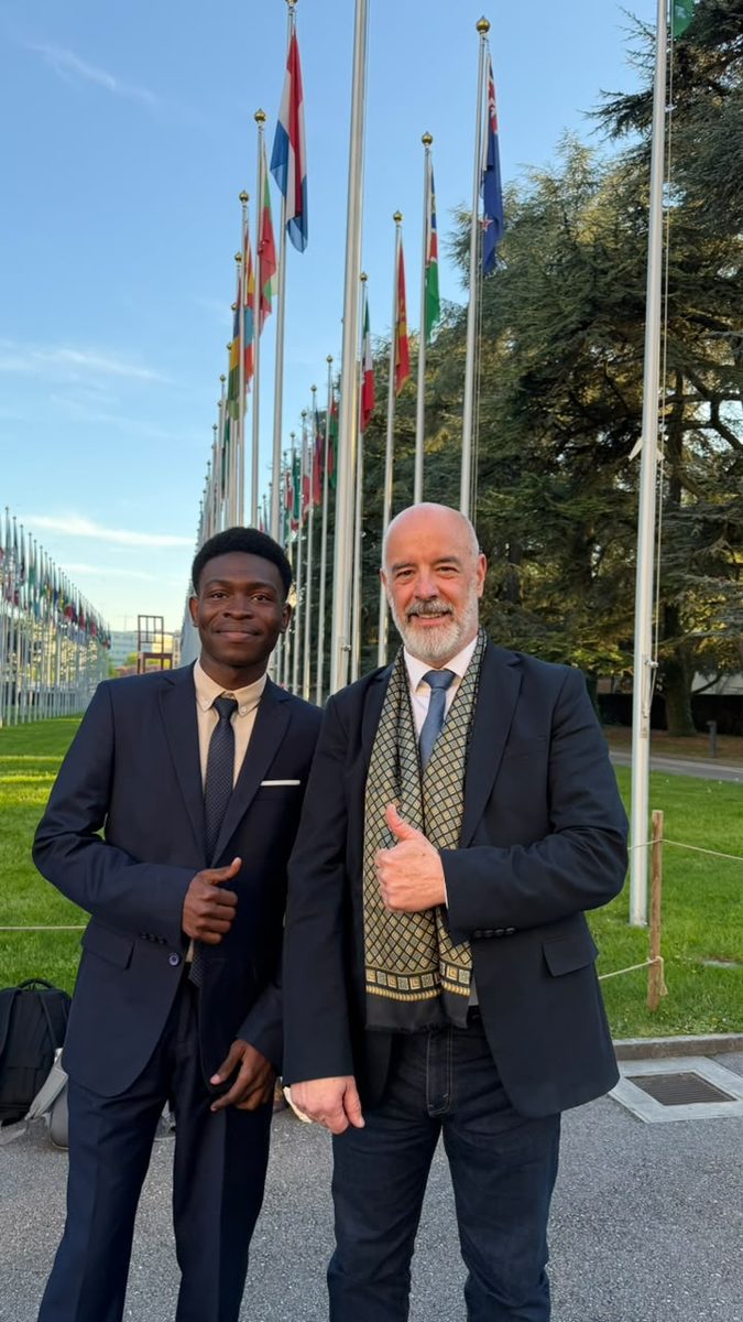 Koessi Kevin Zokpodo with a member of the programme faculty at the Allee des Nations